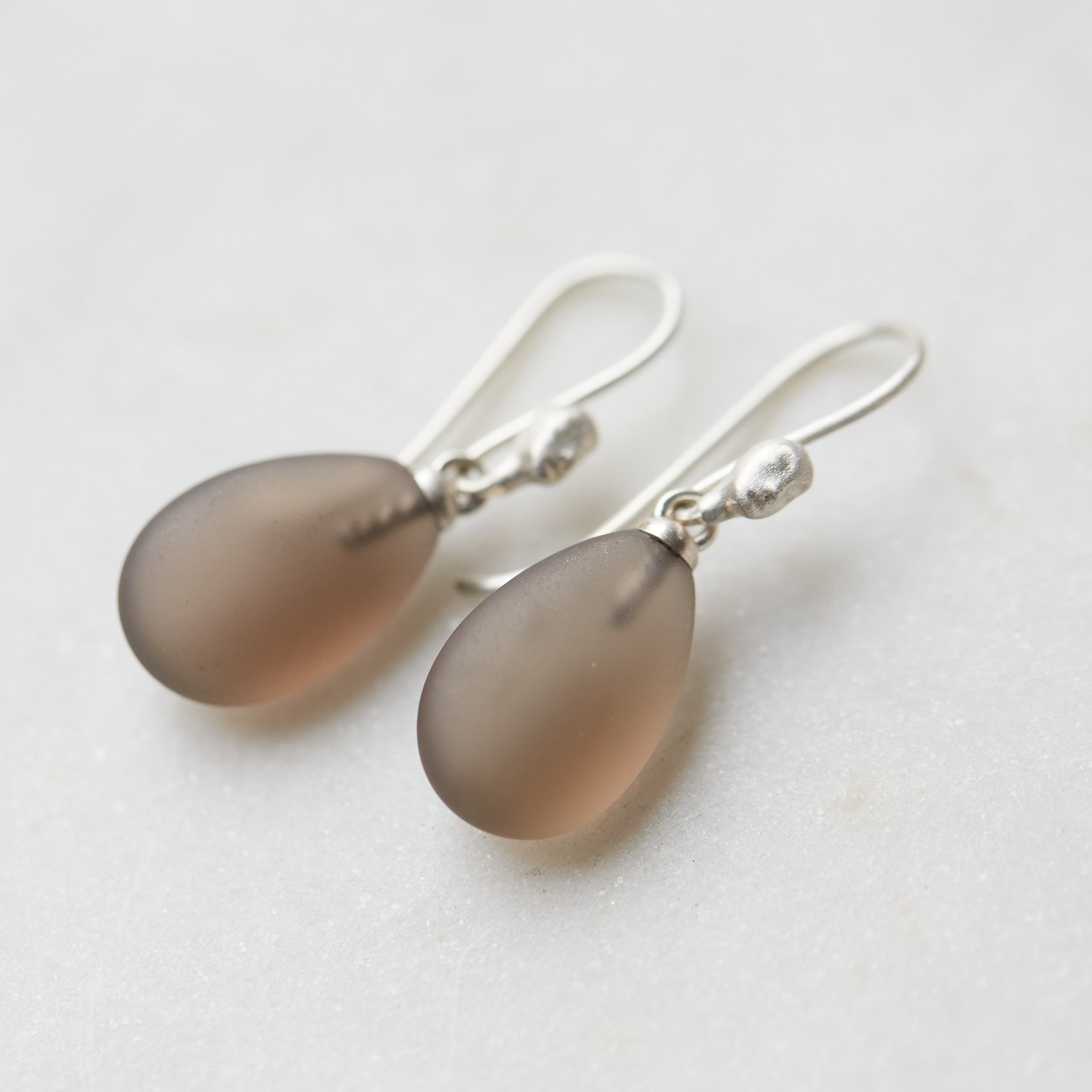 Smoke Quartz Figurehead Cameo Earrings by Hannah Blount