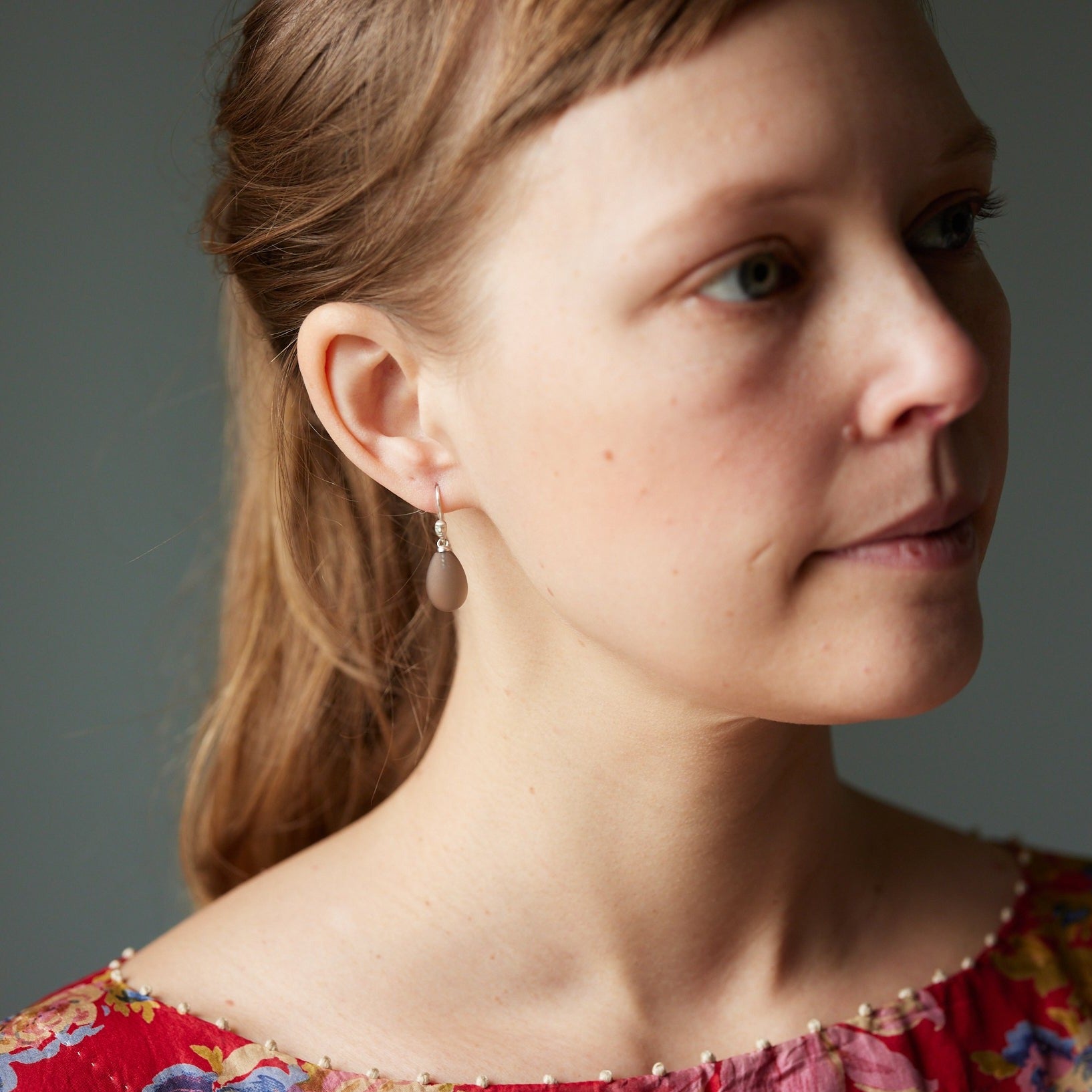 Smoke Quartz Figurehead Cameo Earrings by Hannah Blount