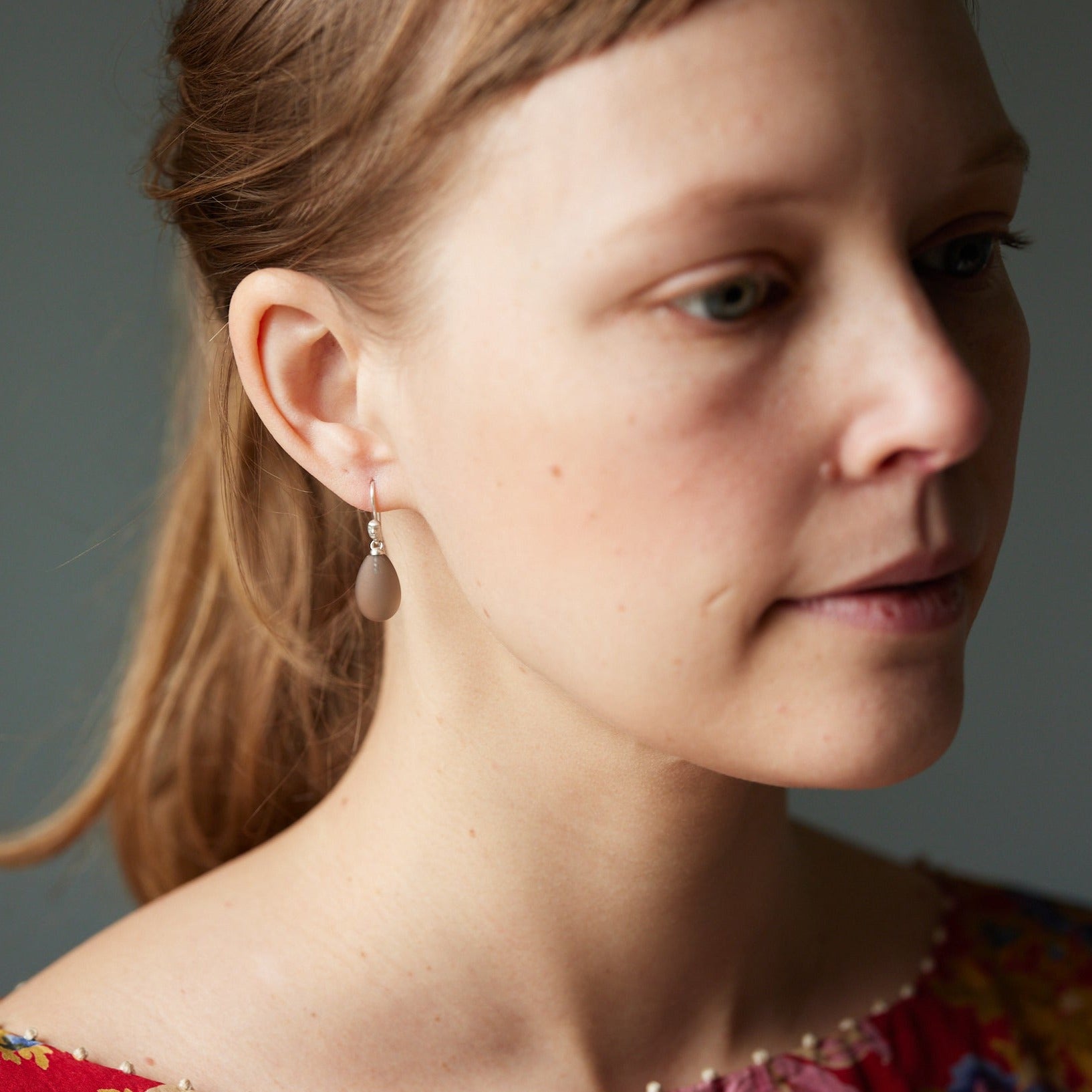 Smoke Quartz Figurehead Cameo Earrings by Hannah Blount