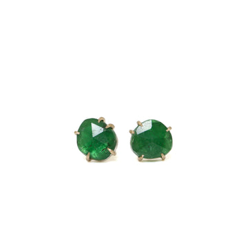 bright green garnet studs set with gold claws