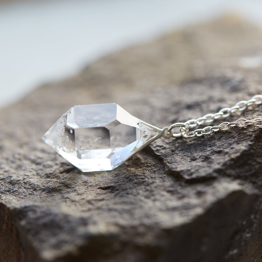grand Herkimer necklace in silver by hannah blount