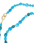 Kingman turquoise double-strand necklace with aloe-hued silk and gold clasp by Hannah Blount