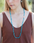 Kingman turquoise double-strand necklace with aloe-hued silk and gold clasp by Hannah Blount