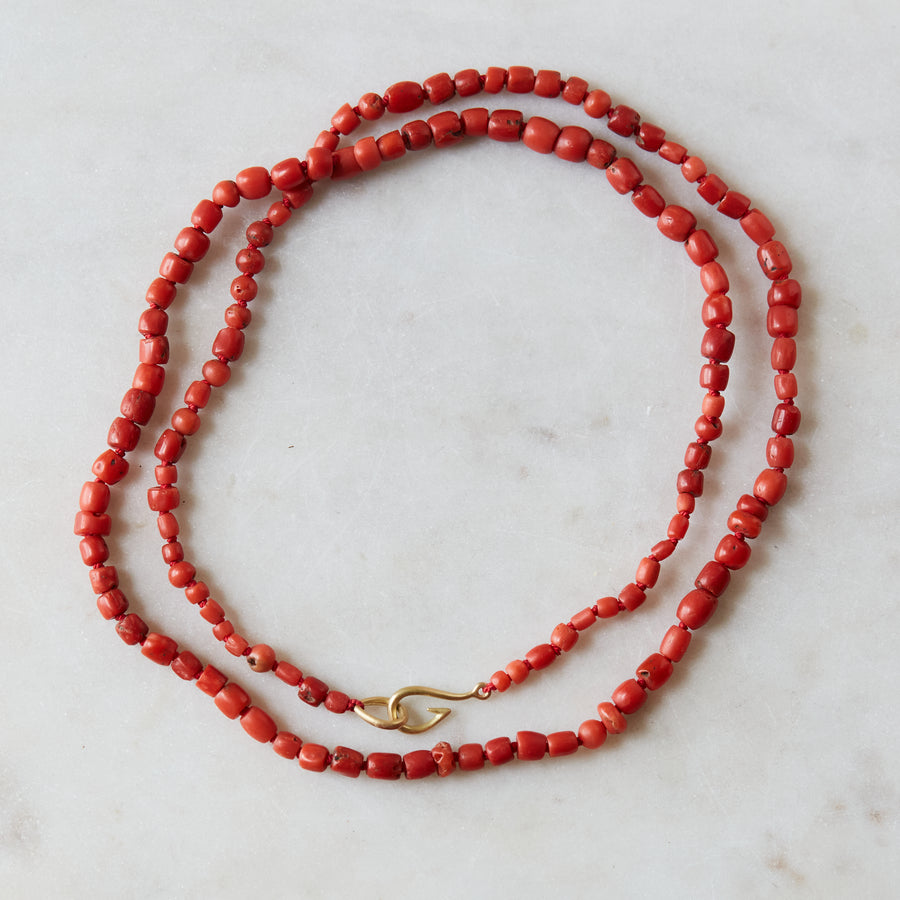 Red coral necklace by Hannah Blount