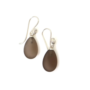 Brown quartz silver cameo figurehead earrings by Hannah Blount