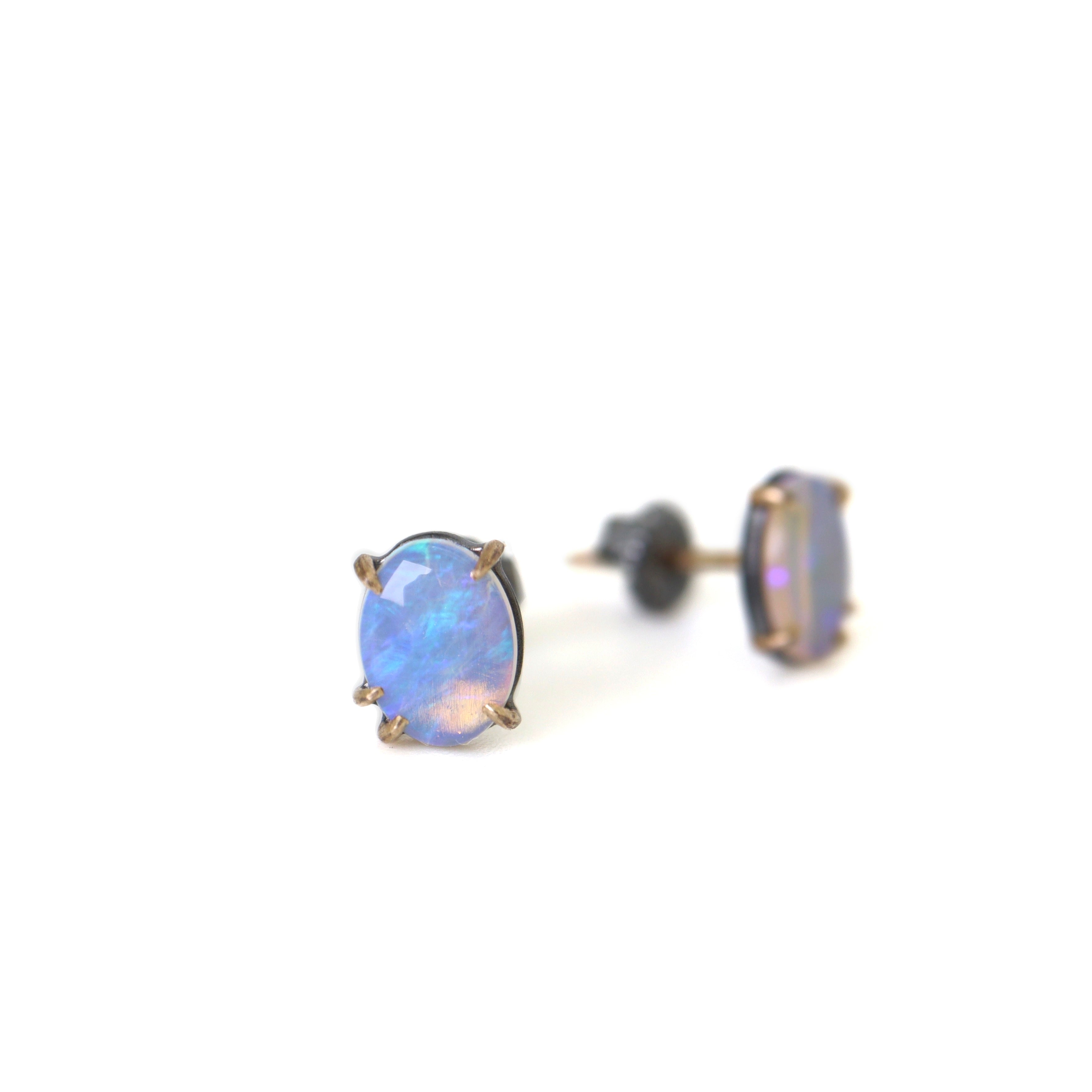 Coober Pedy opal studs by Hannah Blount Jewelry