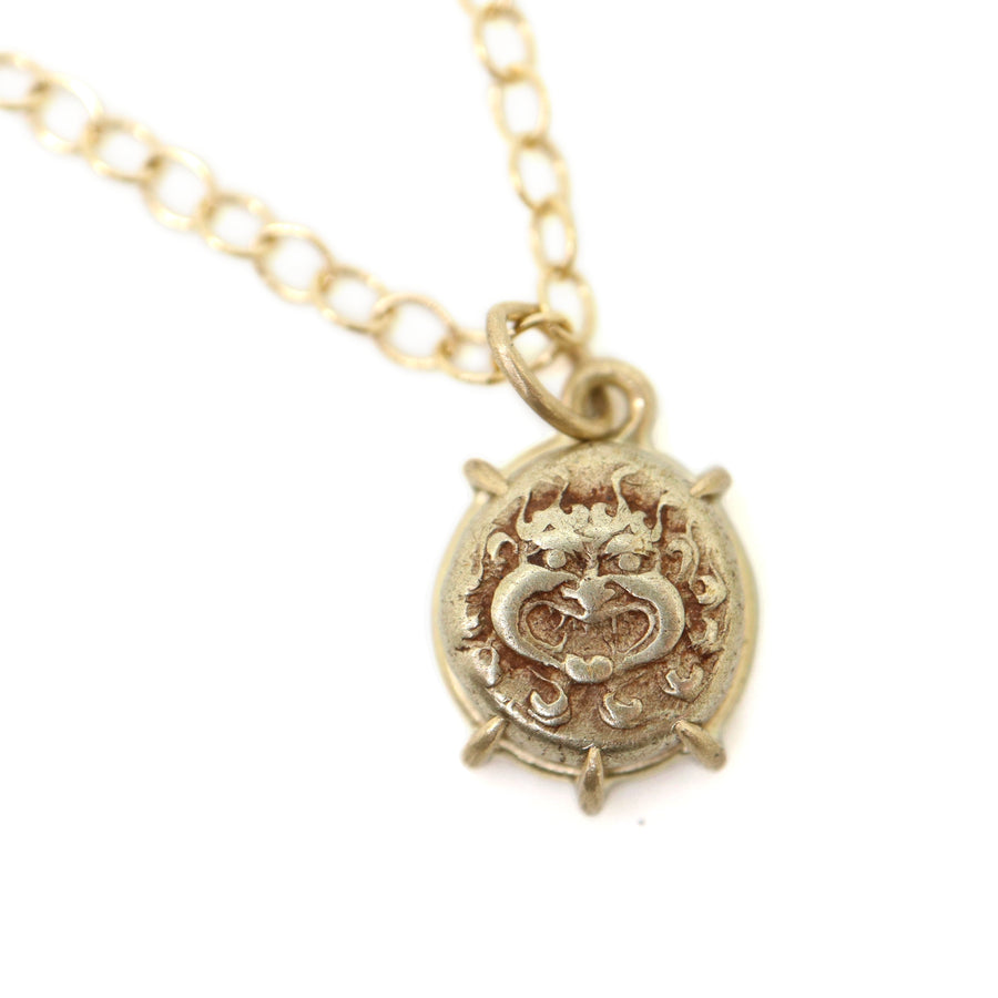 Ancient Golden Medusa Coin Vanity Necklace