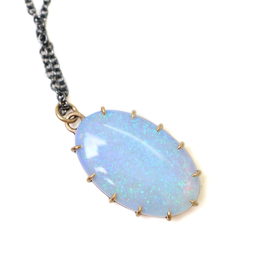 opal pendant necklace in gold by hannah blount