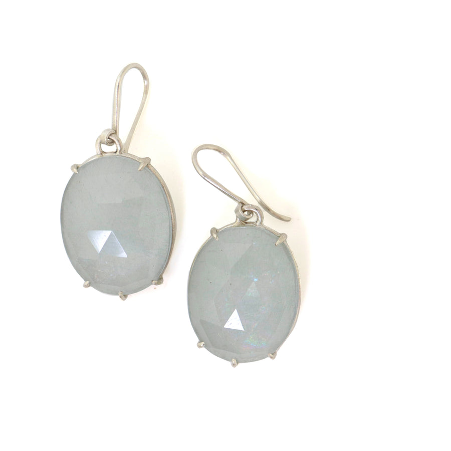 Aquamarine silver vanity earrings by Hannah Blount
