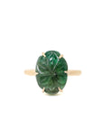 Carved flower emerald vanity ring by Hannah Blount