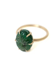 Carved flower emerald vanity ring by Hannah Blount