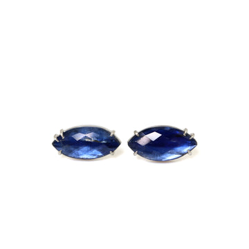 marquise blue kyanite and silver stud earrings 