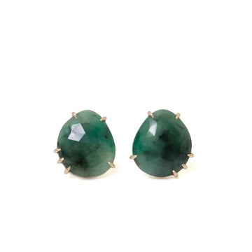 earring studs with emerald gemstones set in 14k gold