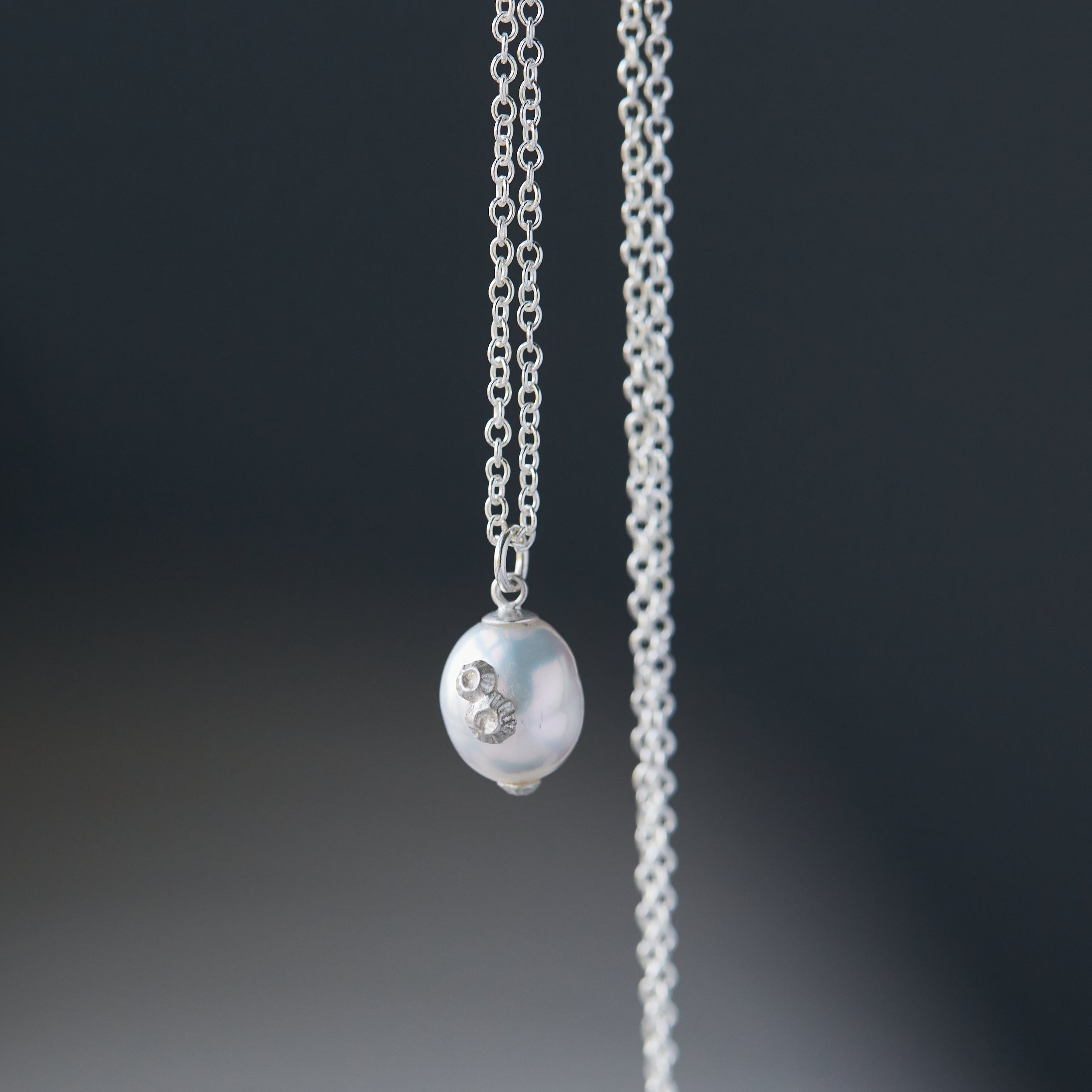 Moonshine Baroque Pearl Ruthie B. Necklace with Barnacles