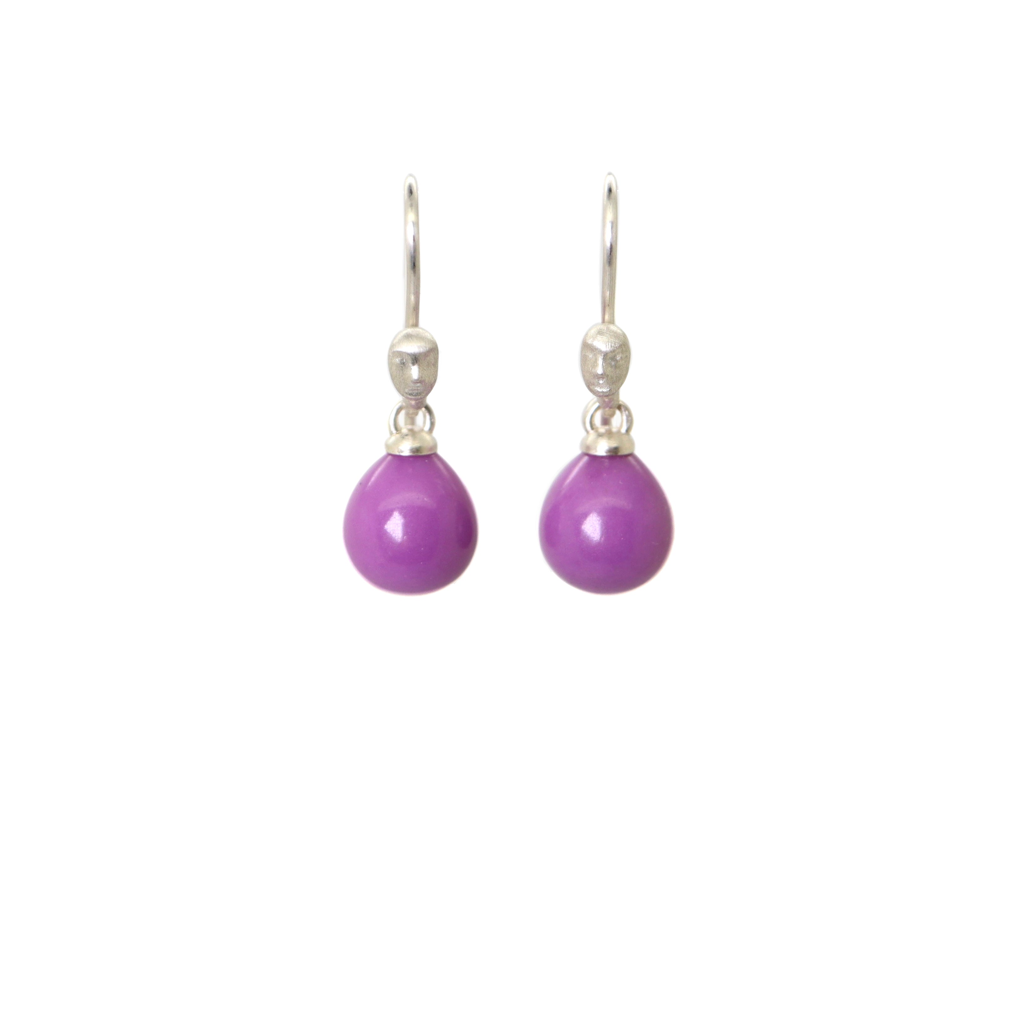 Plum Berry Phosphosiderite Figurehead Cameo Earrings