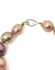 Pink freshwater pearl bracelet with silver barnacles and fish hook clasp by Hannah Blount
