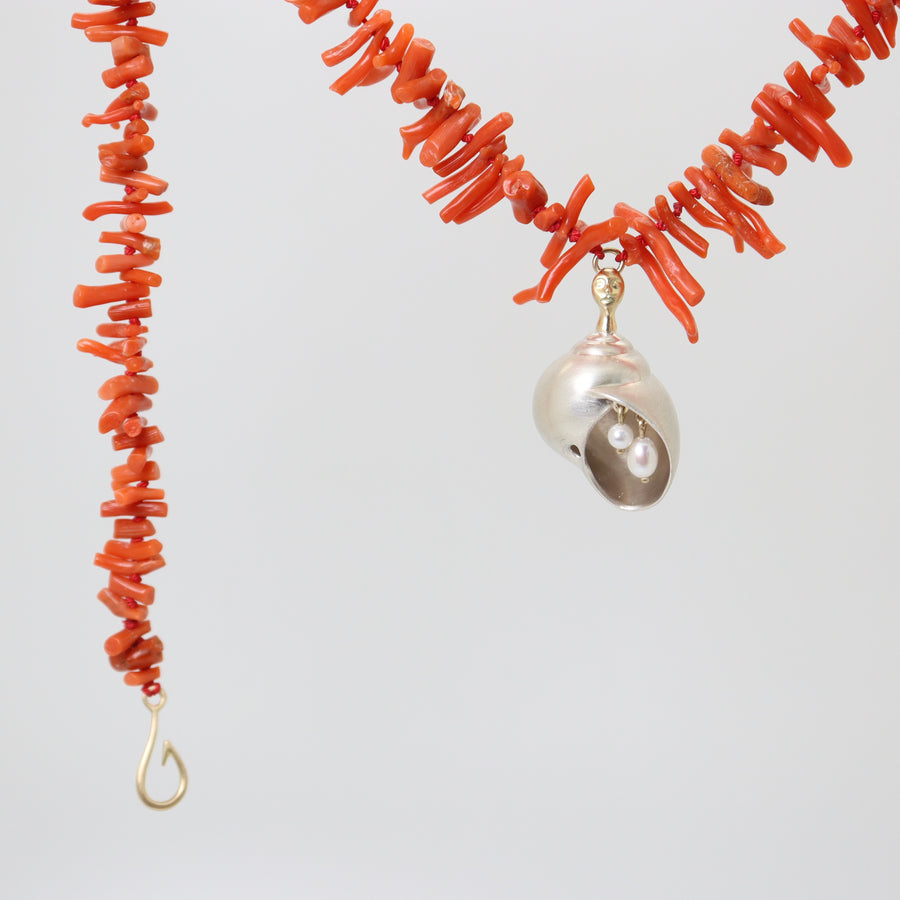 Salacia Coral + Pearl Shell Cameo Necklace