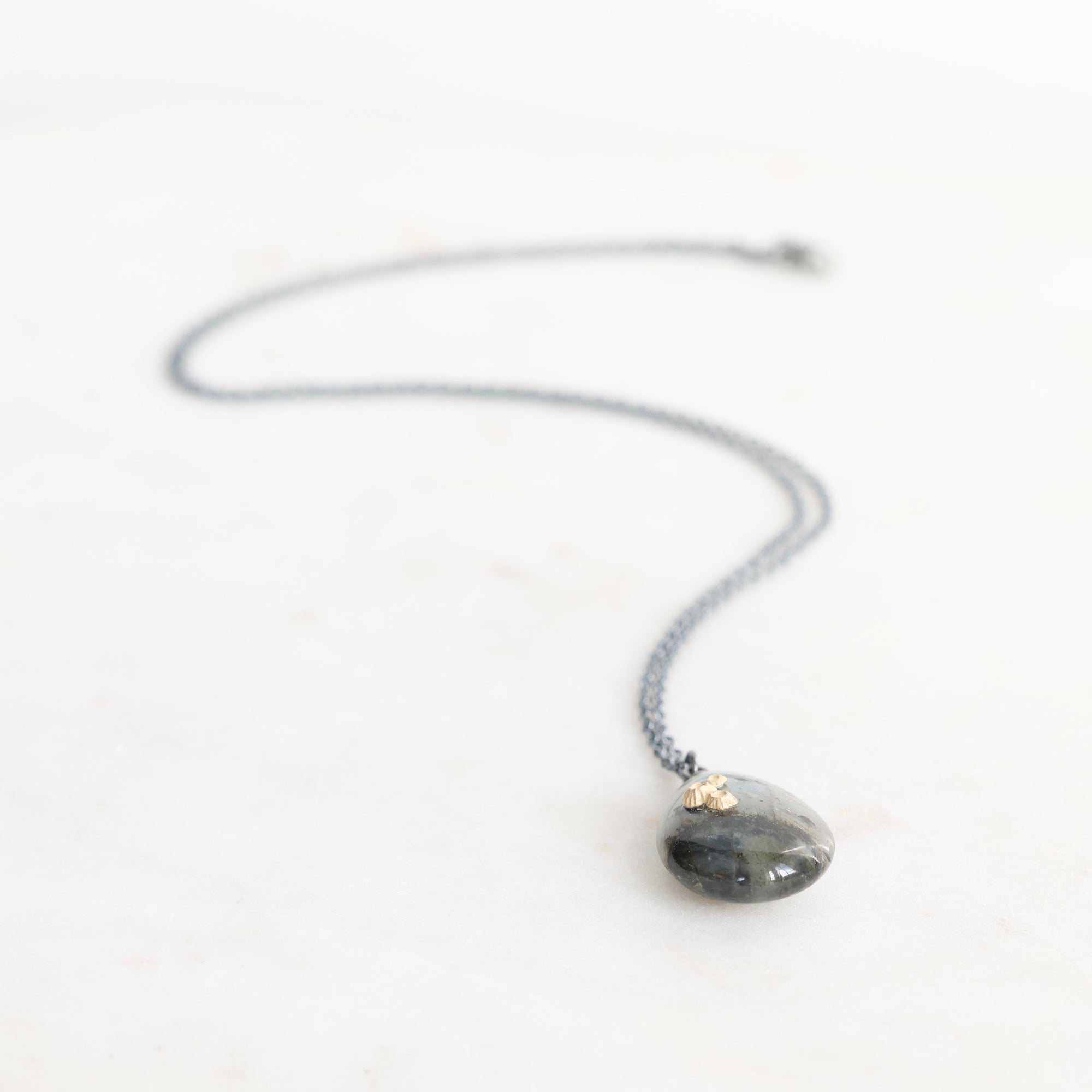 Necklace with a pendant on a white background