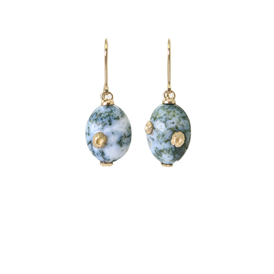 Indian Opal earrings with gold barnacles by Hannah Blount