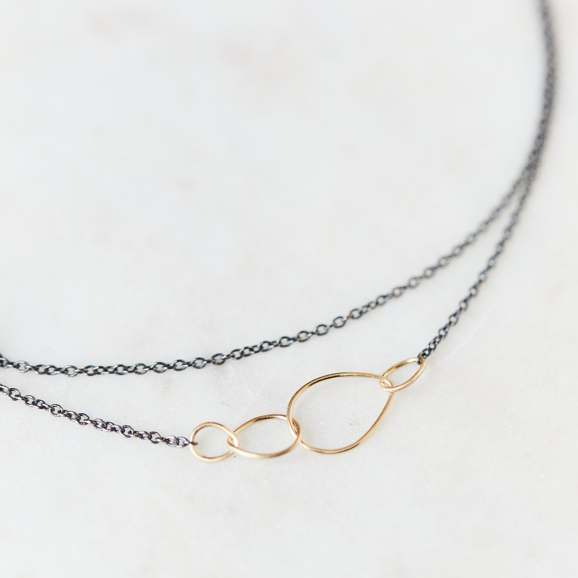 Oxidized silver + 14k gold egg necklace - Hannah Blount