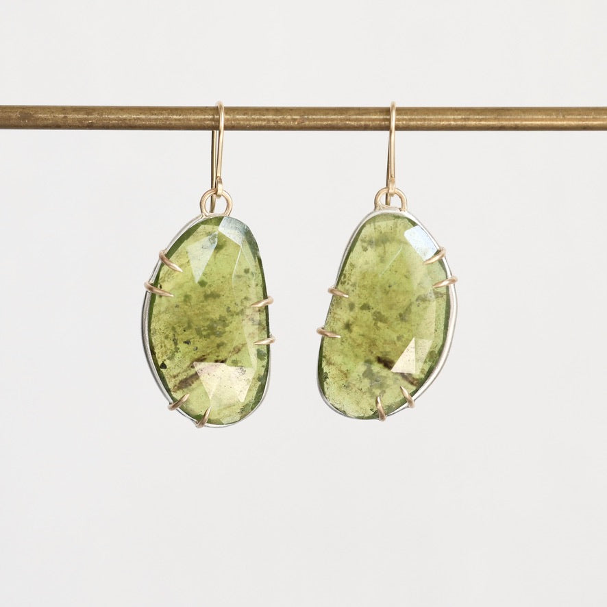 Green idocrase drop earrings