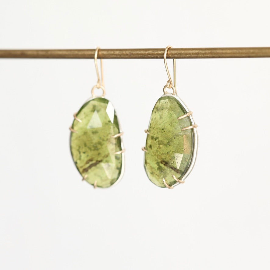 Green drop earrings