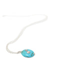 Kingman turquoise Ruthie B. necklace with silver barnacles by Hannah Blount