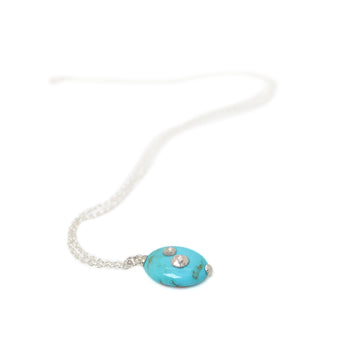 Kingman turquoise Ruthie B. necklace with silver barnacles by Hannah Blount