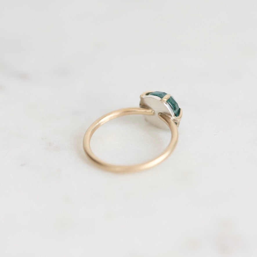 Green stone ring from behind