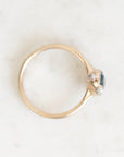 Ring from above with gold bezel setting and platinum barnacles. 
