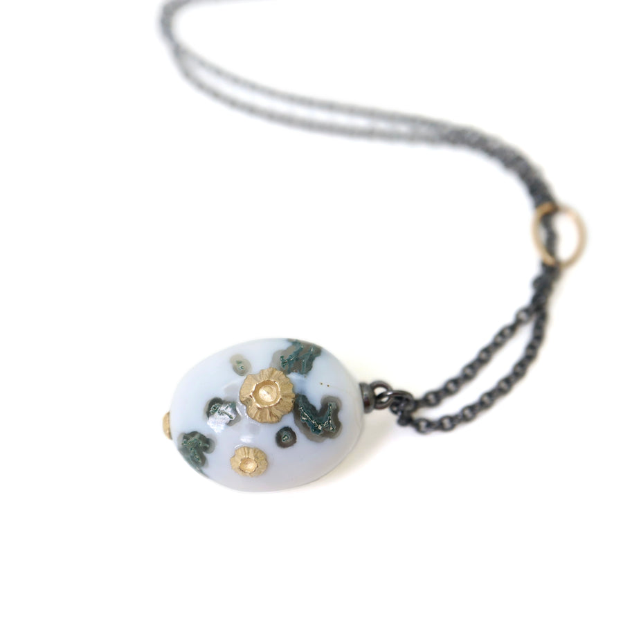 Indian opal Ruthie B. necklace with gold barnacles by Hannah Blount