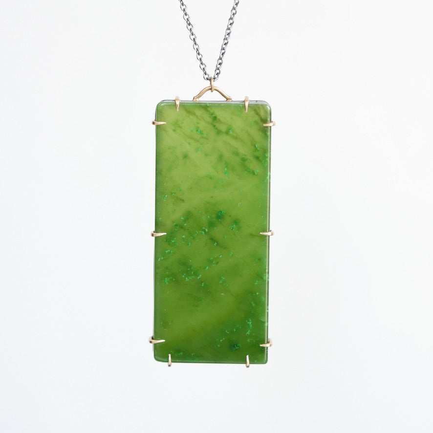 Large jade slice necklace pendant 