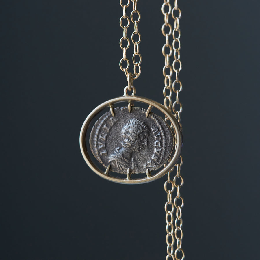 Ancient coin vanity necklace with diamonds - Hannah Blount
