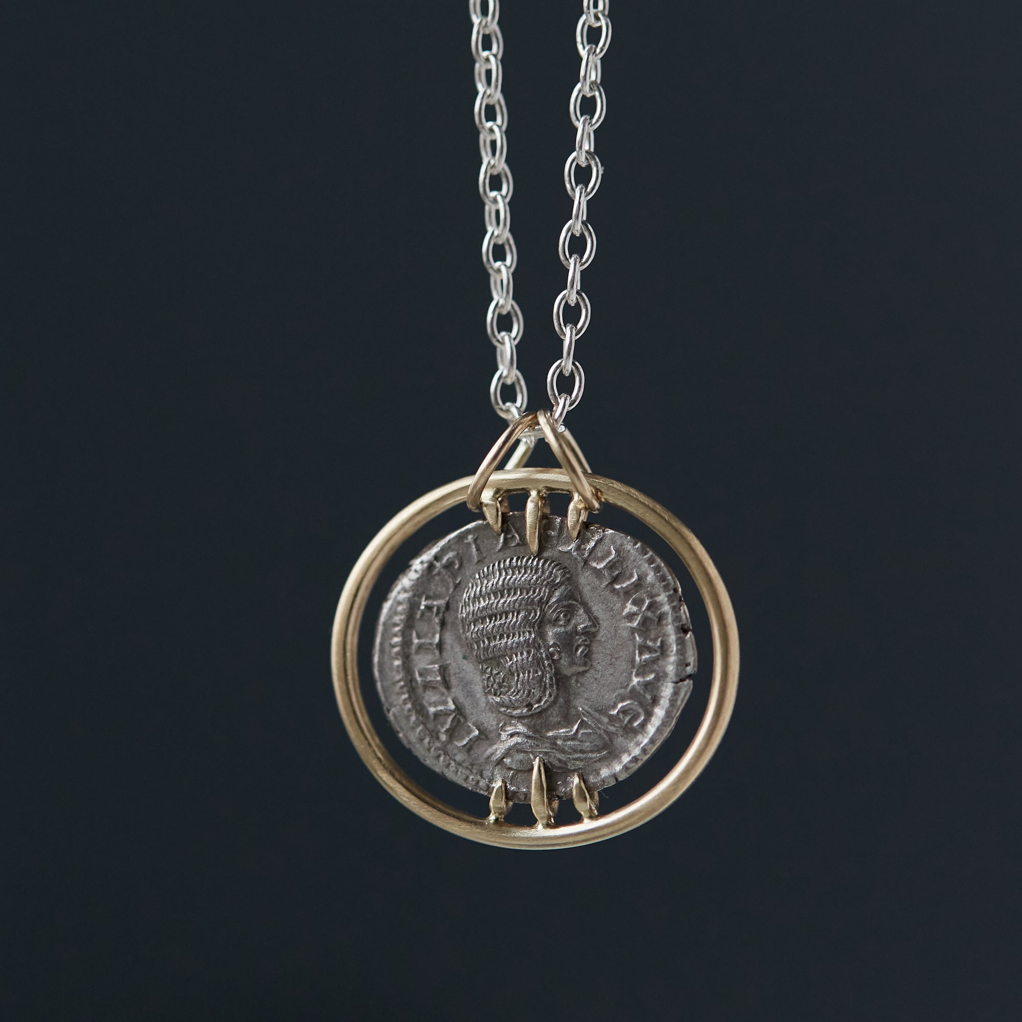 Ancient Goddess Coin Necklace with Empress Fulvia Plautilla and Goddess Venus- Hannah Blount