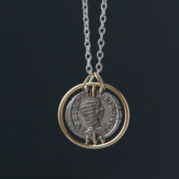 Ancient Goddess Coin Necklace with Empress Fulvia Plautilla and Goddess Venus- Hannah Blount