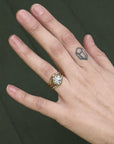 Diamond ring stacked with curved bands 