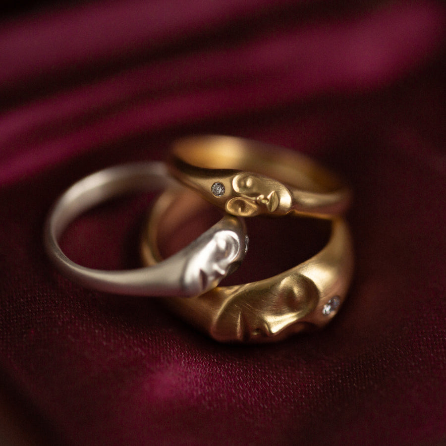 Gold and silver cameo rings with diamonds - Hannah Blount