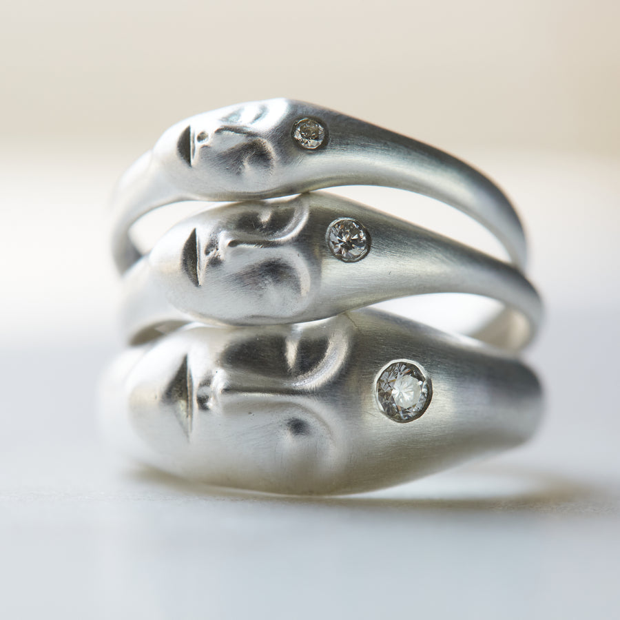 Silver cameo rings with diamonds - Hannah Blount