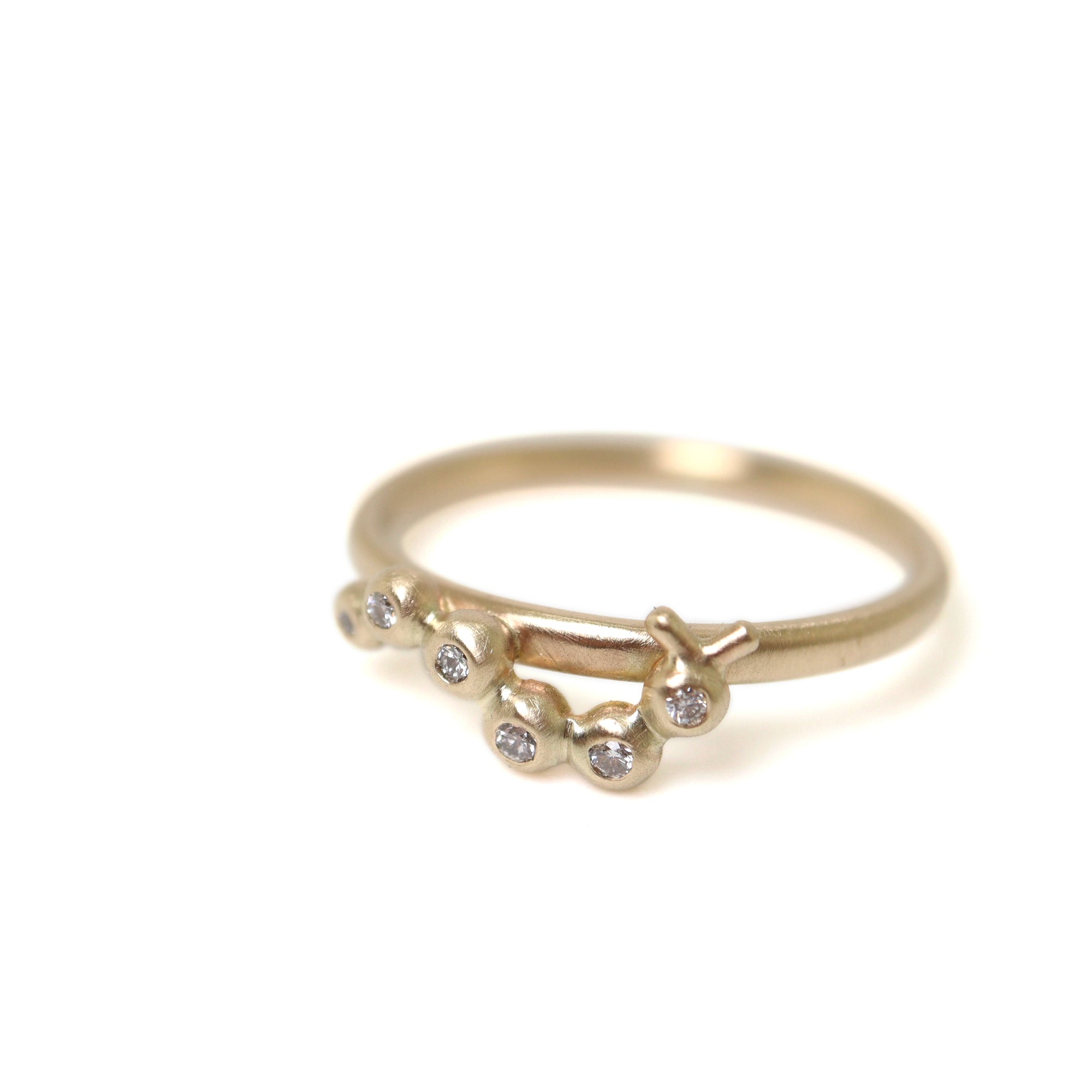 Caterpillar and diamond 14k gold ring by hannah blount jewelry