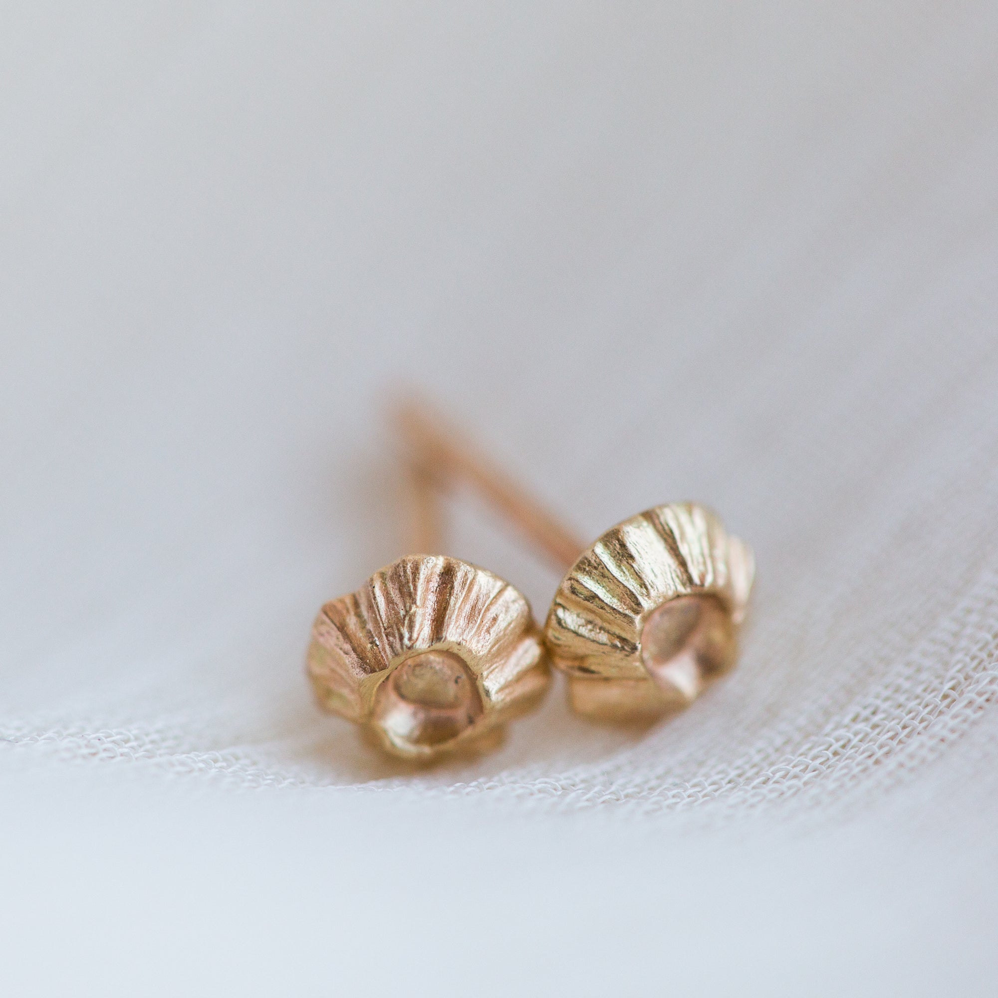 14k gold barnacle studs by Hannah Blount