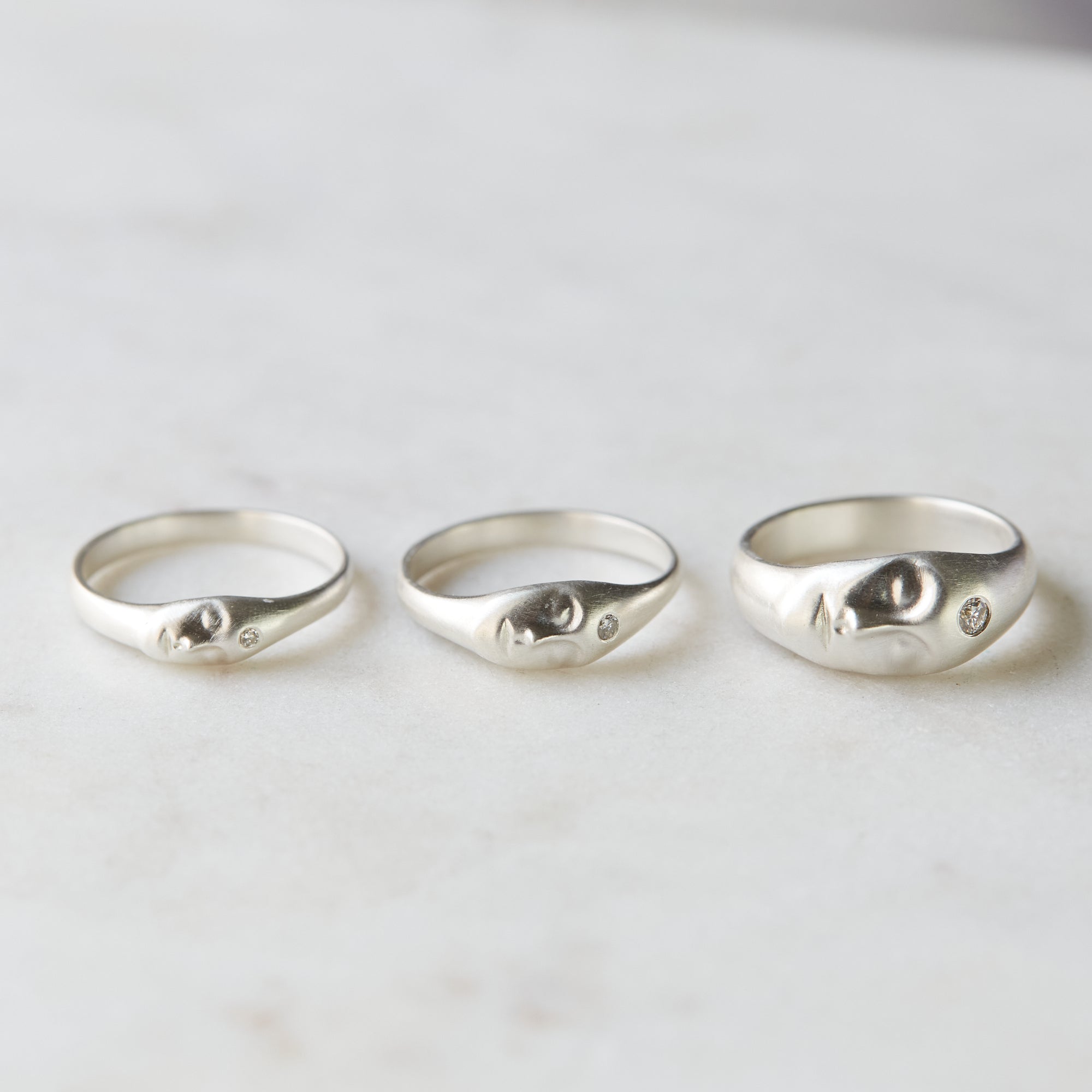 Silver cameo rings with diamonds - Hannah Blount