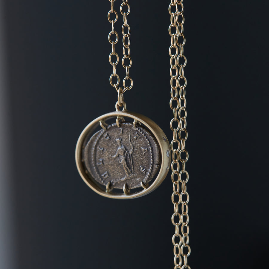 Ancient coin vanity necklace with diamonds - Hannah Blount