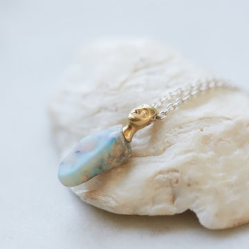 Fossilized opal cameo necklace - Hannah Blount