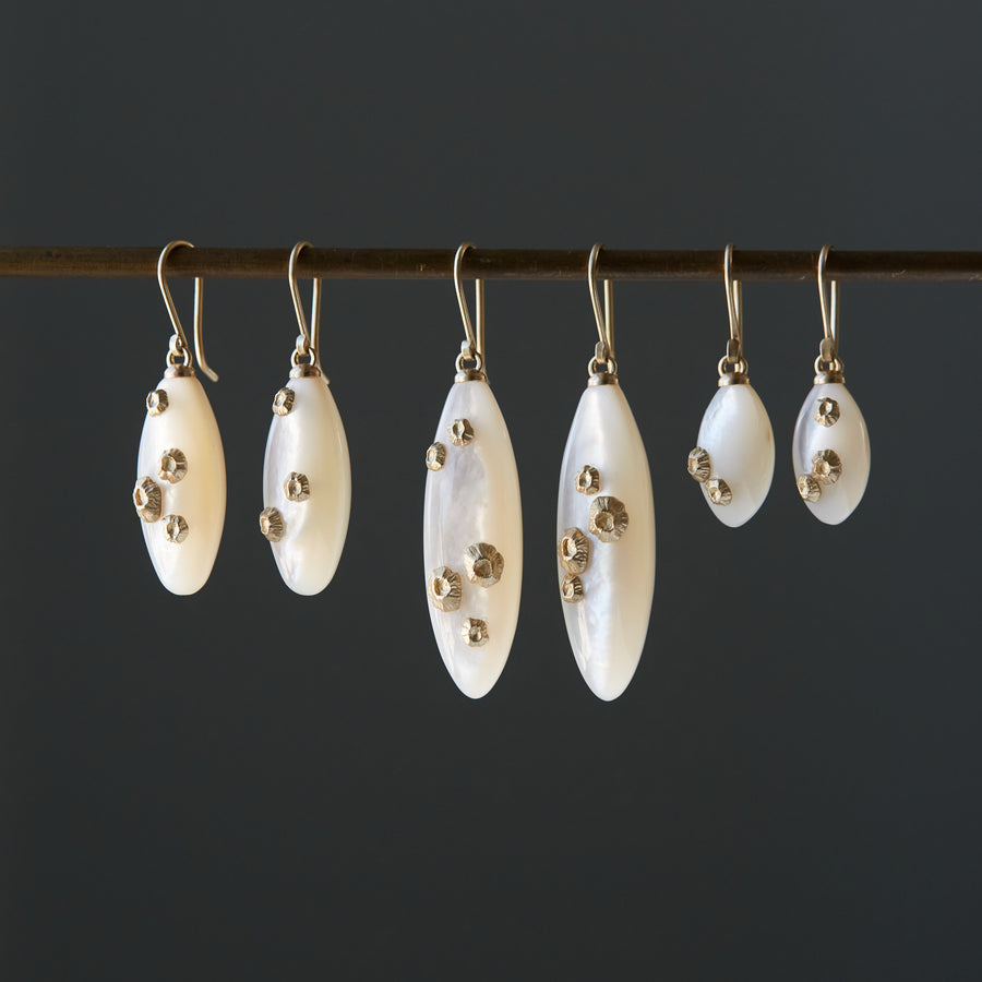 Mother of pearl earrings with barnacles - Hannah Blount
