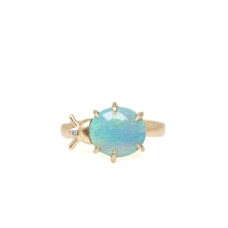 Lightning Ridge Opal Milkweed Beetle Vanity Ring by Hannah Blount Jewelry