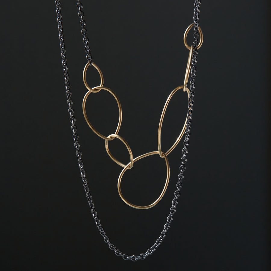 Chain necklace - oxidized silver and 14k gold - Hannah Blount