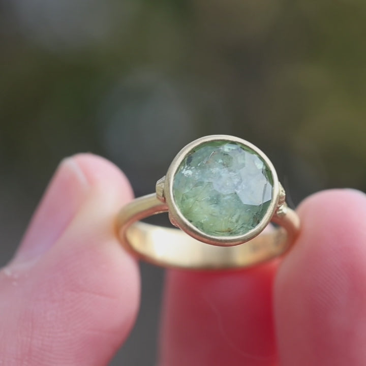 Video of large green stone ring 