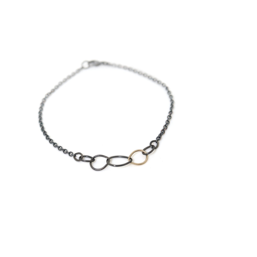 Oxidized silver bracelet with gold egg loop - Hannah Blount