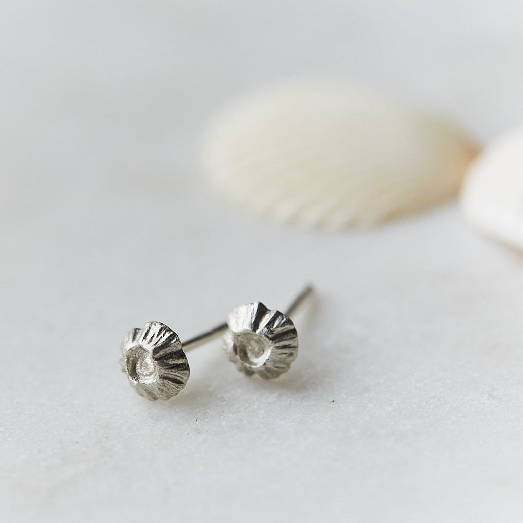 silver barnacle studs by Hannah Blount