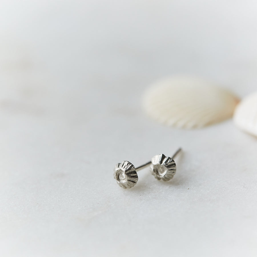 silver barnacle studs by Hannah Blount